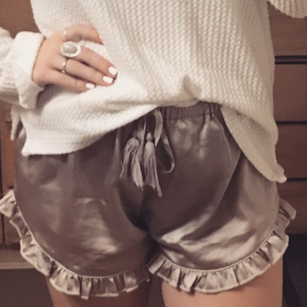 Tan Satin Shorts